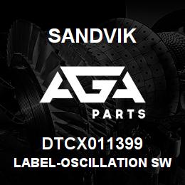 DTCX011399 Sandvik LABEL-OSCILLATION SWITCHES | AGA Parts