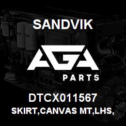 DTCX011567 Sandvik SKIRT,CANVAS MT,LHS,FRT,HYD.CTRL,CAN | AGA Parts