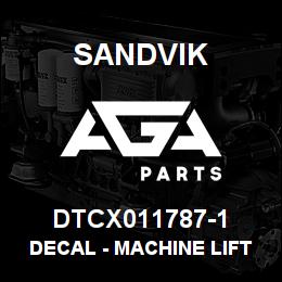 DTCX011787-1 Sandvik DECAL - MACHINE LIFT POINT RUSSIAN | AGA Parts