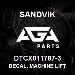 DTCX011787-3 Sandvik DECAL, MACHINE LIFT POINT, FRENCH | AGA Parts