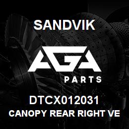 DTCX012031 Sandvik CANOPY REAR RIGHT VERT BRACE 9A WE | AGA Parts