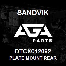 DTCX012092 Sandvik PLATE MOUNT REAR | AGA Parts