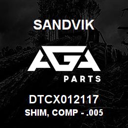 DTCX012117 Sandvik SHIM, COMP - .005 | AGA Parts