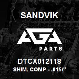 DTCX012118 Sandvik SHIM, COMP - .015" | AGA Parts