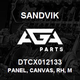 DTCX012133 Sandvik PANEL, CANVAS, RH, MAST REST | AGA Parts
