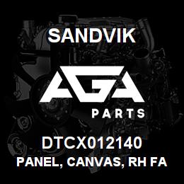 DTCX012140 Sandvik PANEL, CANVAS, RH FAN TOP | AGA Parts