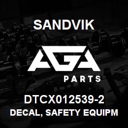 DTCX012539-2 Sandvik DECAL, SAFETY EQUIPMENT, SPANISH | AGA Parts