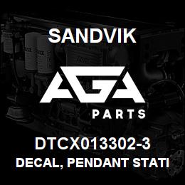 DTCX013302-3 Sandvik DECAL, PENDANT STATION ON/OFF,FREN | AGA Parts