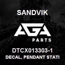 DTCX013303-1 Sandvik DECAL, PENDANT STATION, WRENCH/WIN | AGA Parts