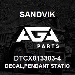 DTCX013303-4 Sandvik DECAL,PENDANT STATION,WRENCH/WINCH | AGA Parts