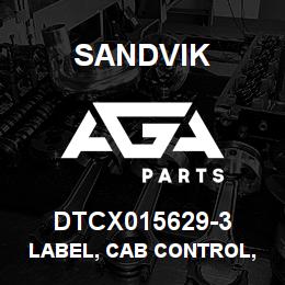 DTCX015629-3 Sandvik LABEL, CAB CONTROL, PORTUGUESE | AGA Parts