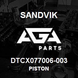 DTCX077006-003 Sandvik PISTON | AGA Parts