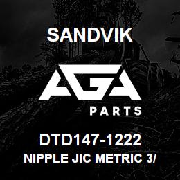 DTD147-1222 Sandvik NIPPLE JIC METRIC 3/4 M22X15 | AGA Parts
