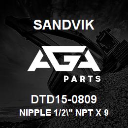 DTD15-0809 Sandvik NIPPLE 1/2" NPT X 9/16" JIC | AGA Parts