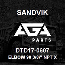DTD17-0607 Sandvik ELBOW 90 3/8" NPT X 7/16" JIC M/M | AGA Parts