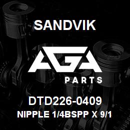DTD226-0409 Sandvik NIPPLE 1/4BSPP X 9/16JIC | AGA Parts
