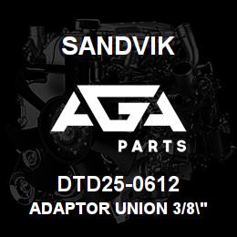 DTD25-0612 Sandvik ADAPTOR UNION 3/8" NPT X 3/4" JIC MF | AGA Parts