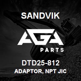 DTD25-812 Sandvik ADAPTOR, NPT JIC | AGA Parts