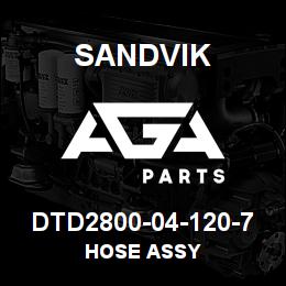 DTD2800-04-120-7 Sandvik HOSE ASSY | AGA Parts