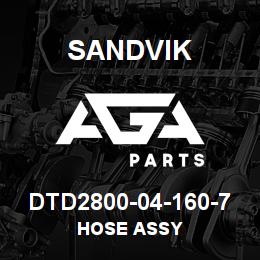 DTD2800-04-160-7 Sandvik HOSE ASSY | AGA Parts