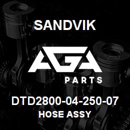DTD2800-04-250-07 Sandvik HOSE ASSY | AGA Parts