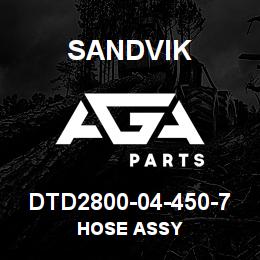 DTD2800-04-450-7 Sandvik HOSE ASSY | AGA Parts