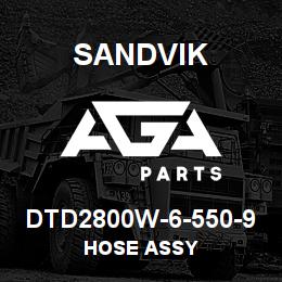DTD2800W-6-550-9 Sandvik HOSE ASSY | AGA Parts
