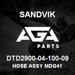 DTD2900-04-100-09 Sandvik HOSE ASSY MDG41 | AGA Parts