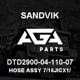 DTD2900-04-110-07 Sandvik HOSE ASSY 7/16JICX1/4 HOSE MDG41 | AGA Parts