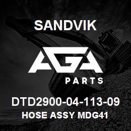 DTD2900-04-113-09 Sandvik HOSE ASSY MDG41 | AGA Parts