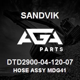 DTD2900-04-120-07 Sandvik HOSE ASSY MDG41 | AGA Parts