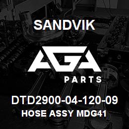 DTD2900-04-120-09 Sandvik HOSE ASSY MDG41 | AGA Parts