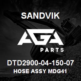 DTD2900-04-150-07 Sandvik HOSE ASSY MDG41 | AGA Parts