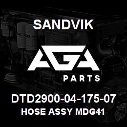 DTD2900-04-175-07 Sandvik HOSE ASSY MDG41 | AGA Parts