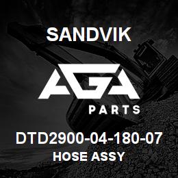 DTD2900-04-180-07 Sandvik HOSE ASSY | AGA Parts