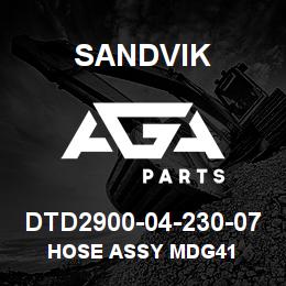 DTD2900-04-230-07 Sandvik HOSE ASSY MDG41 | AGA Parts