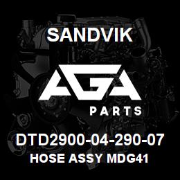 DTD2900-04-290-07 Sandvik HOSE ASSY MDG41 | AGA Parts