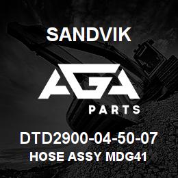 DTD2900-04-50-07 Sandvik HOSE ASSY MDG41 | AGA Parts
