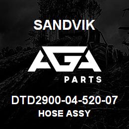 DTD2900-04-520-07 Sandvik HOSE ASSY | AGA Parts