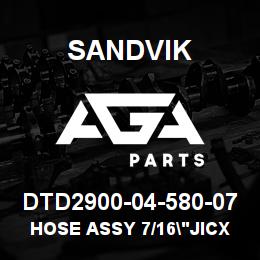 DTD2900-04-580-07 Sandvik HOSE ASSY 7/16"JICX1/4"HOSE MDG41 | AGA Parts