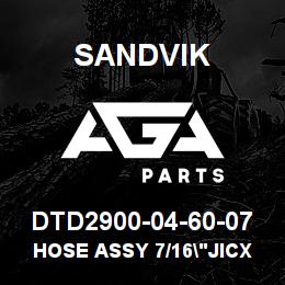 DTD2900-04-60-07 Sandvik HOSE ASSY 7/16"JICX1/4"HOSE MDG41 | AGA Parts