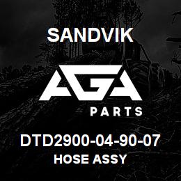 DTD2900-04-90-07 Sandvik HOSE ASSY | AGA Parts