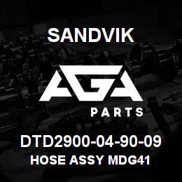 DTD2900-04-90-09 Sandvik HOSE ASSY MDG41 | AGA Parts