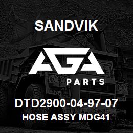 DTD2900-04-97-07 Sandvik HOSE ASSY MDG41 | AGA Parts