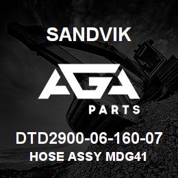 DTD2900-06-160-07 Sandvik HOSE ASSY MDG41 | AGA Parts