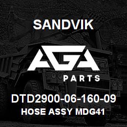 DTD2900-06-160-09 Sandvik HOSE ASSY MDG41 | AGA Parts