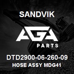 DTD2900-06-260-09 Sandvik HOSE ASSY MDG41 | AGA Parts