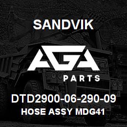 DTD2900-06-290-09 Sandvik HOSE ASSY MDG41 | AGA Parts
