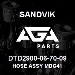 DTD2900-06-70-09 Sandvik HOSE ASSY MDG41 | AGA Parts