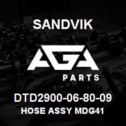 DTD2900-06-80-09 Sandvik HOSE ASSY MDG41 | AGA Parts